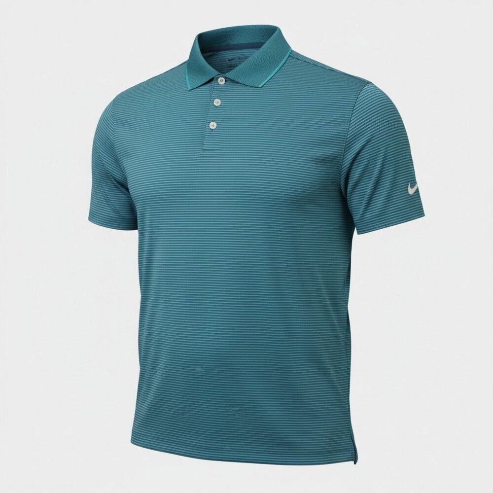Nike Tour Mens Dri-FIT Golf Polo Shirt Small Striped Mineral Teal FZ7479-379 NEW - Picture 1 of 13